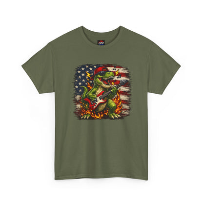 Patriotic Dinosaur Rock Graphic T‑Shirt