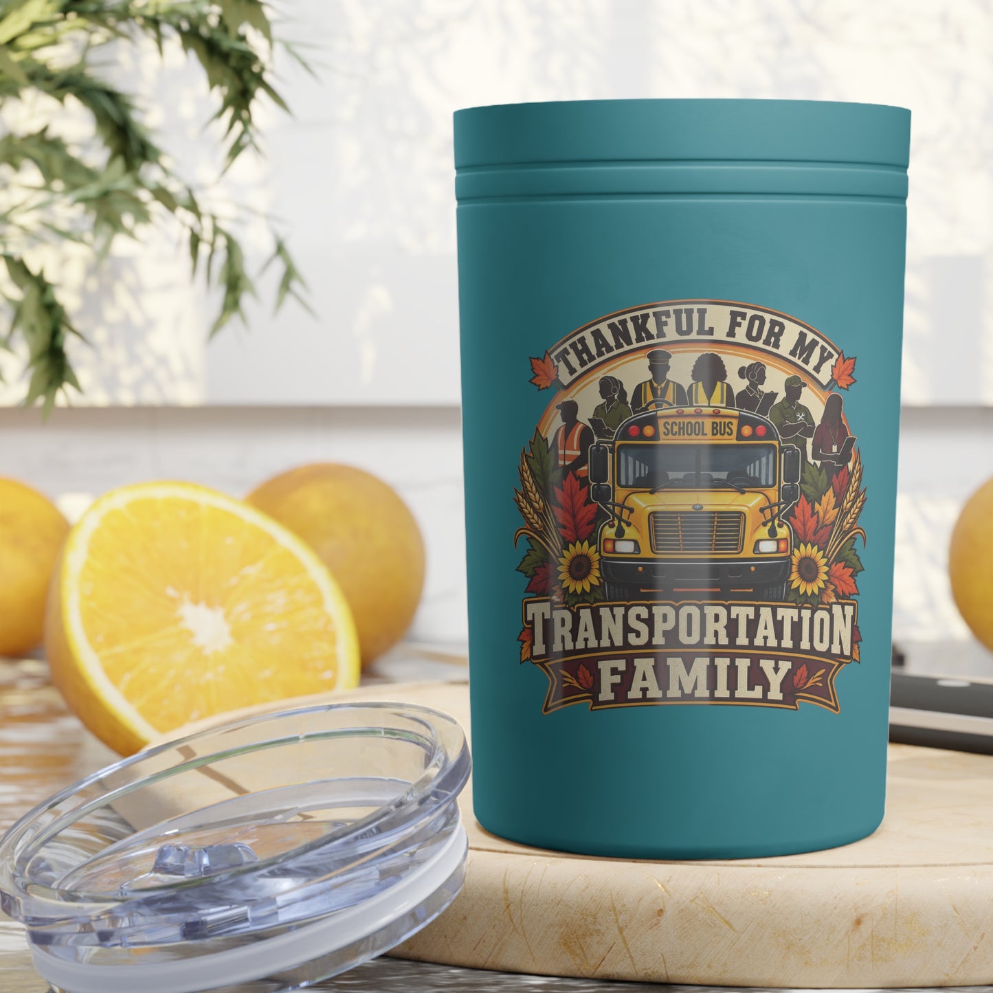 Thankful for My Transportation Family 11oz Insulated Tumbler