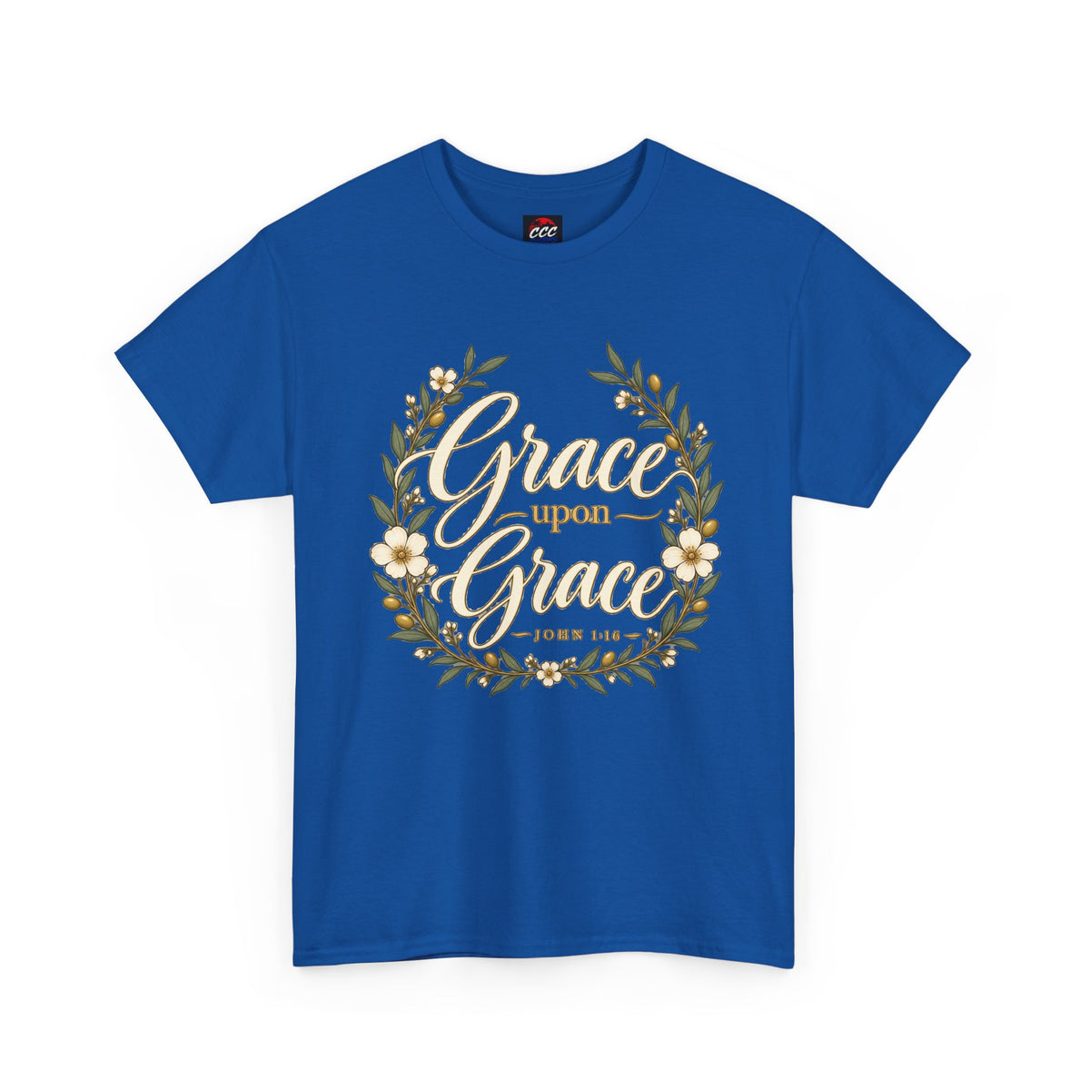 Grace Upon Grace Floral Tee — Christian Scripture John 1:16 Shirt