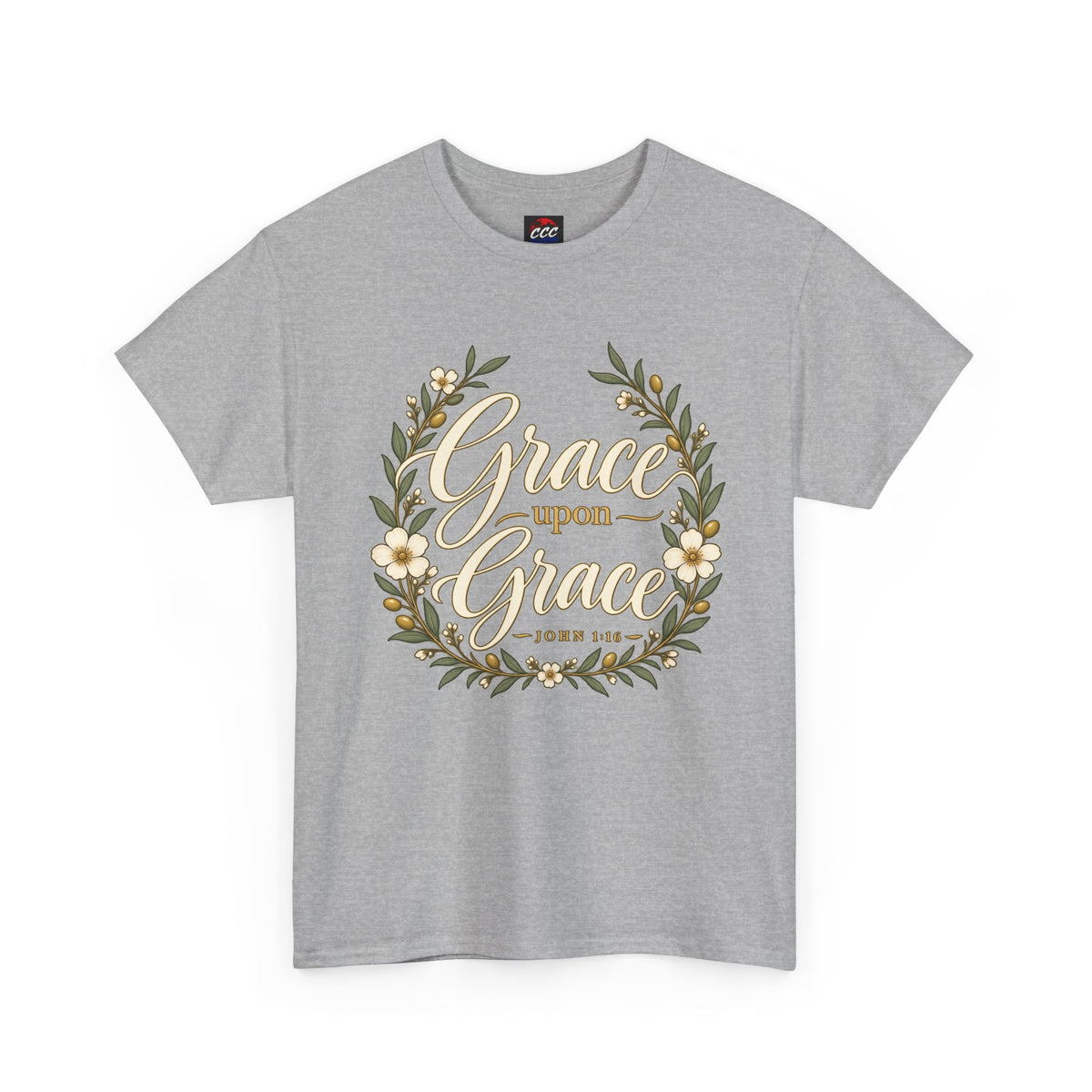 Grace Upon Grace Floral Tee — Christian Scripture John 1:16 Shirt
