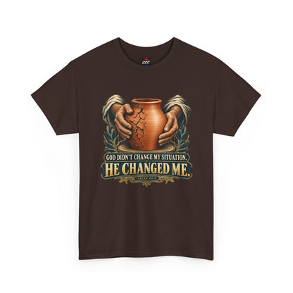 Faith T-Shirt — "God Didn't Change My Situation, He Changed Me" Inspirational Tee