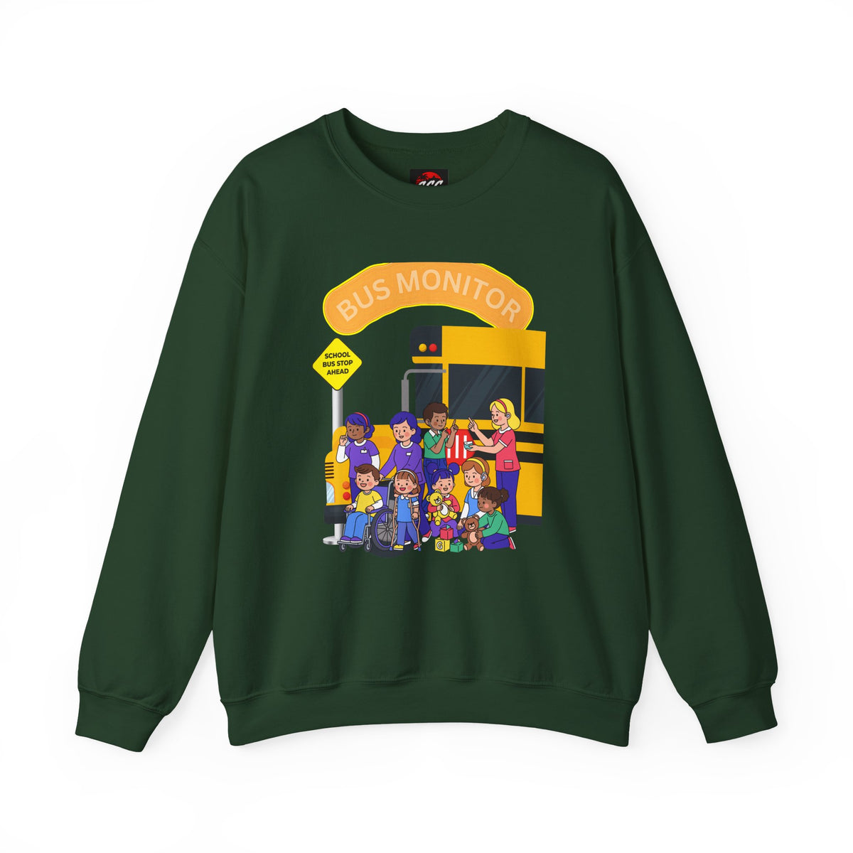 Proud School Bus Monitor Design Crewneck Sweatshirt