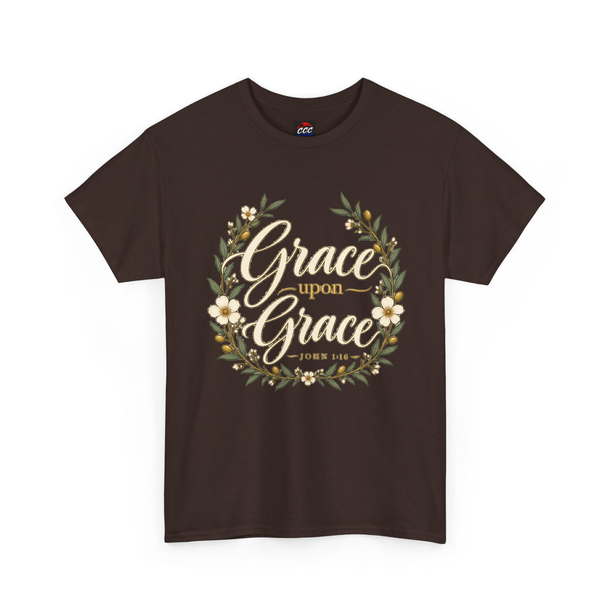 Grace Upon Grace Floral Tee — Christian Scripture John 1:16 Shirt