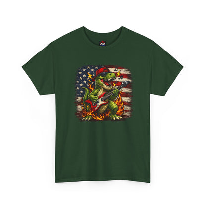 Patriotic Dinosaur Rock Graphic T‑Shirt