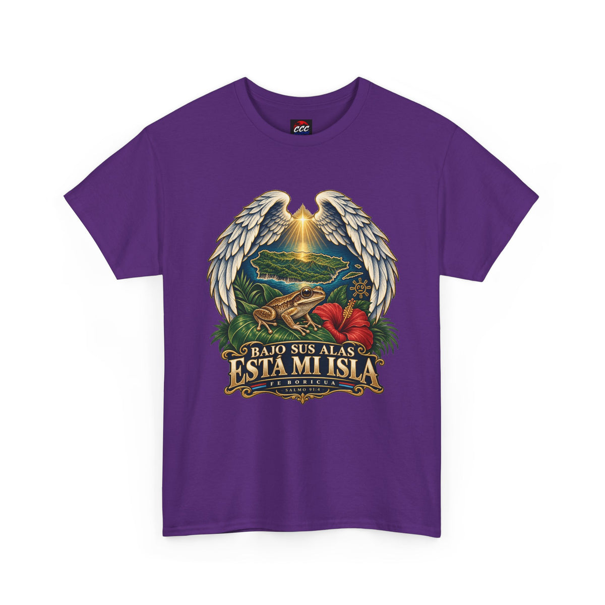 "Bajo Sus Alas Está Mi Isla" Tropical Angel Wings Tee