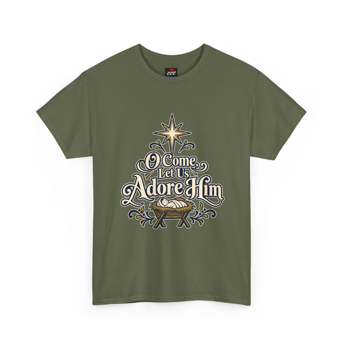 O Come Let Us Adore Him Christmas Tee