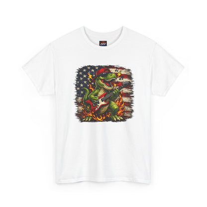Patriotic Dinosaur Rock Graphic T‑Shirt