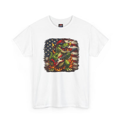 Patriotic Dinosaur Rock Graphic T‑Shirt