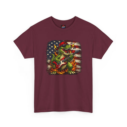 Patriotic Dinosaur Rock Graphic T‑Shirt
