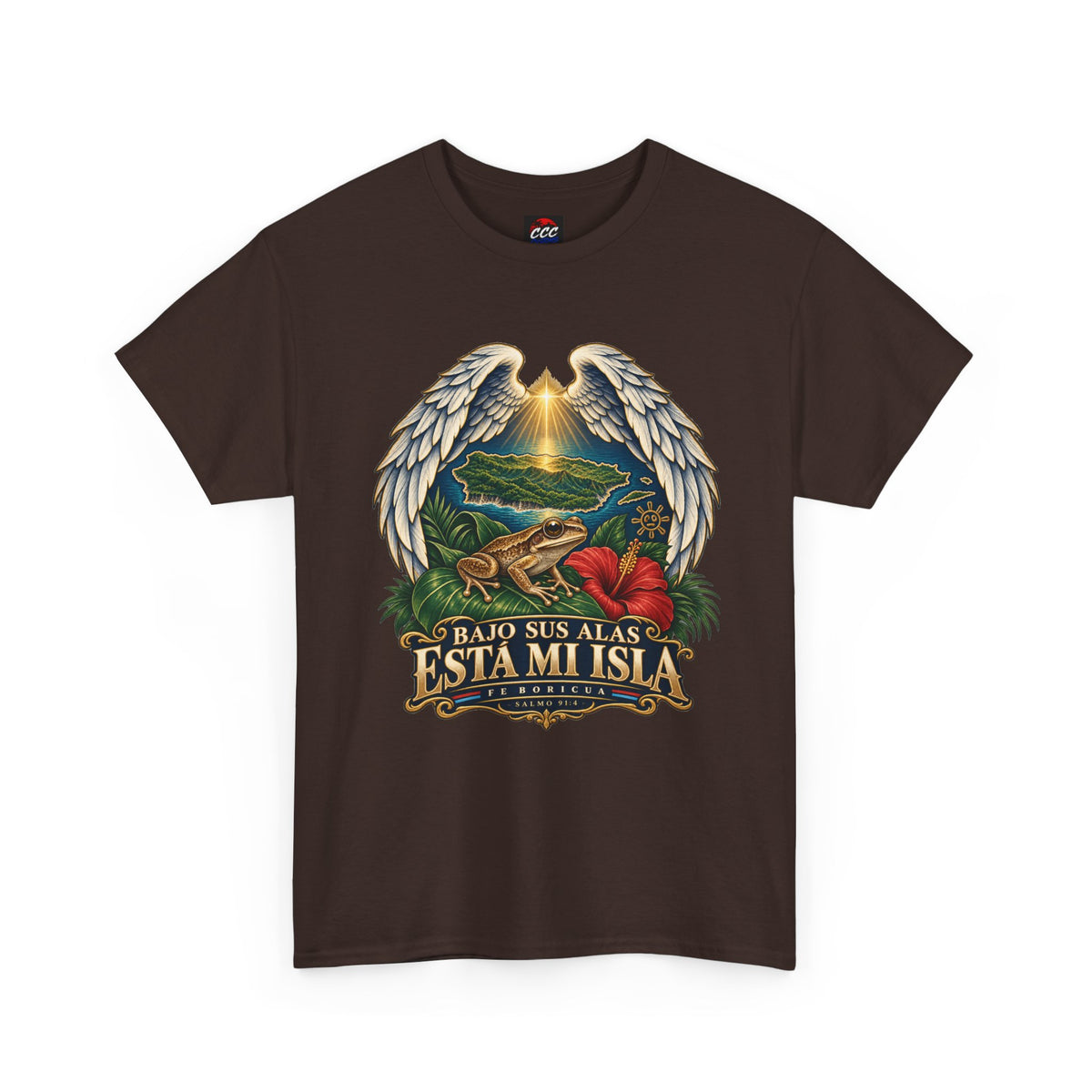 "Bajo Sus Alas Está Mi Isla" Tropical Angel Wings Tee