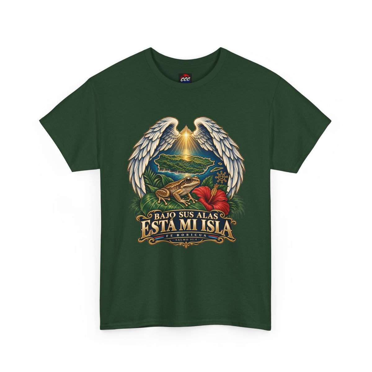 "Bajo Sus Alas Está Mi Isla" Tropical Angel Wings Tee