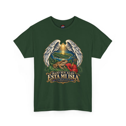"Bajo Sus Alas Está Mi Isla" Tropical Angel Wings Tee