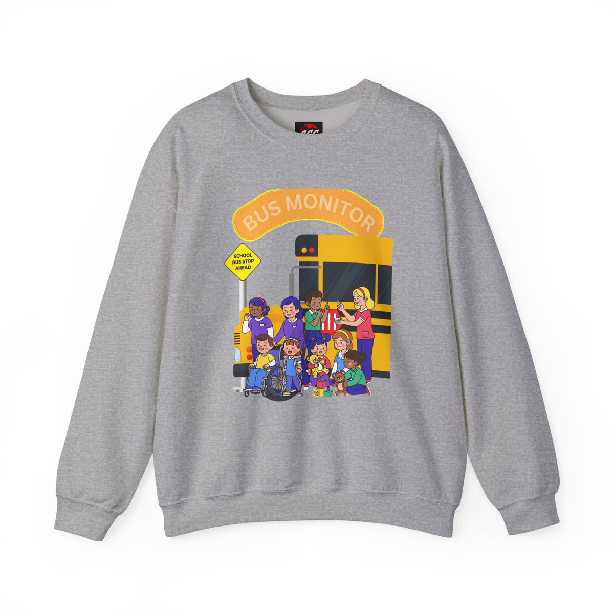 Proud School Bus Monitor Design Crewneck Sweatshirt