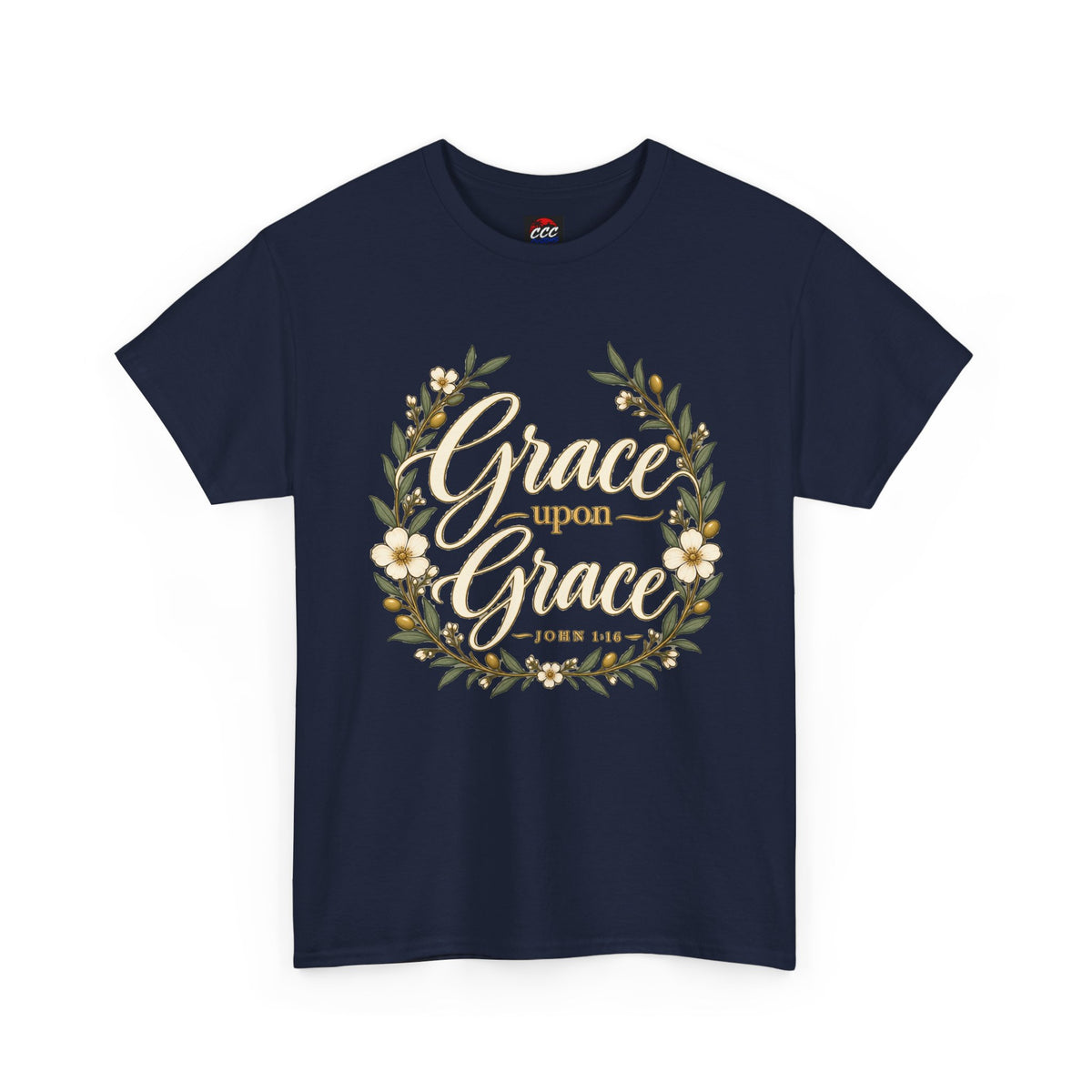 Grace Upon Grace Floral Tee — Christian Scripture John 1:16 Shirt