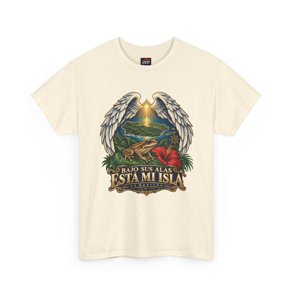 "Bajo Sus Alas Está Mi Isla" Tropical Angel Wings Tee