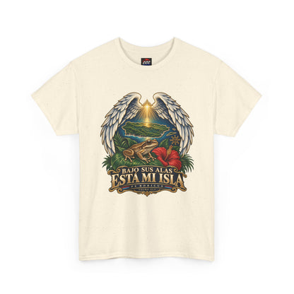 "Bajo Sus Alas Está Mi Isla" Tropical Angel Wings Tee