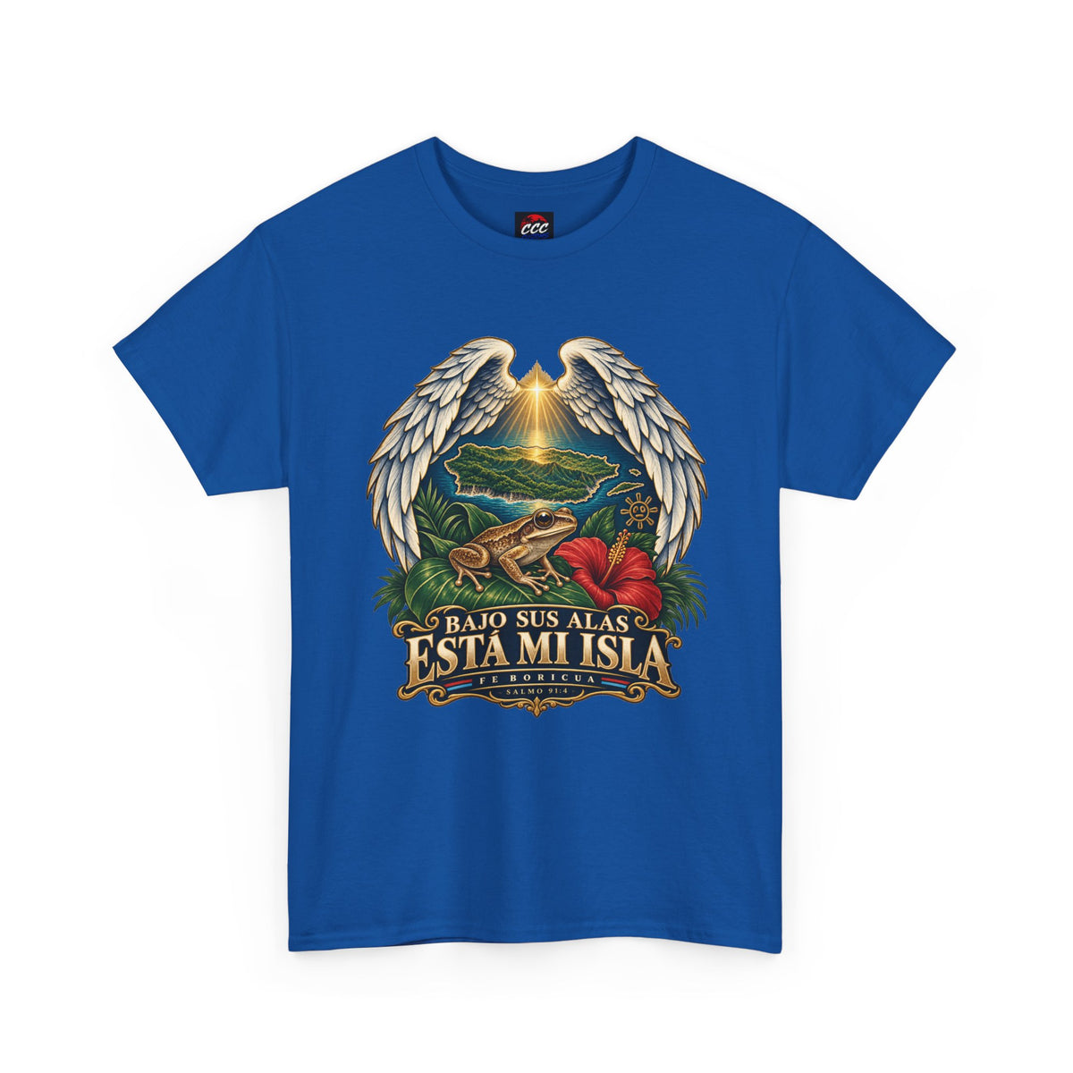 "Bajo Sus Alas Está Mi Isla" Tropical Angel Wings Tee