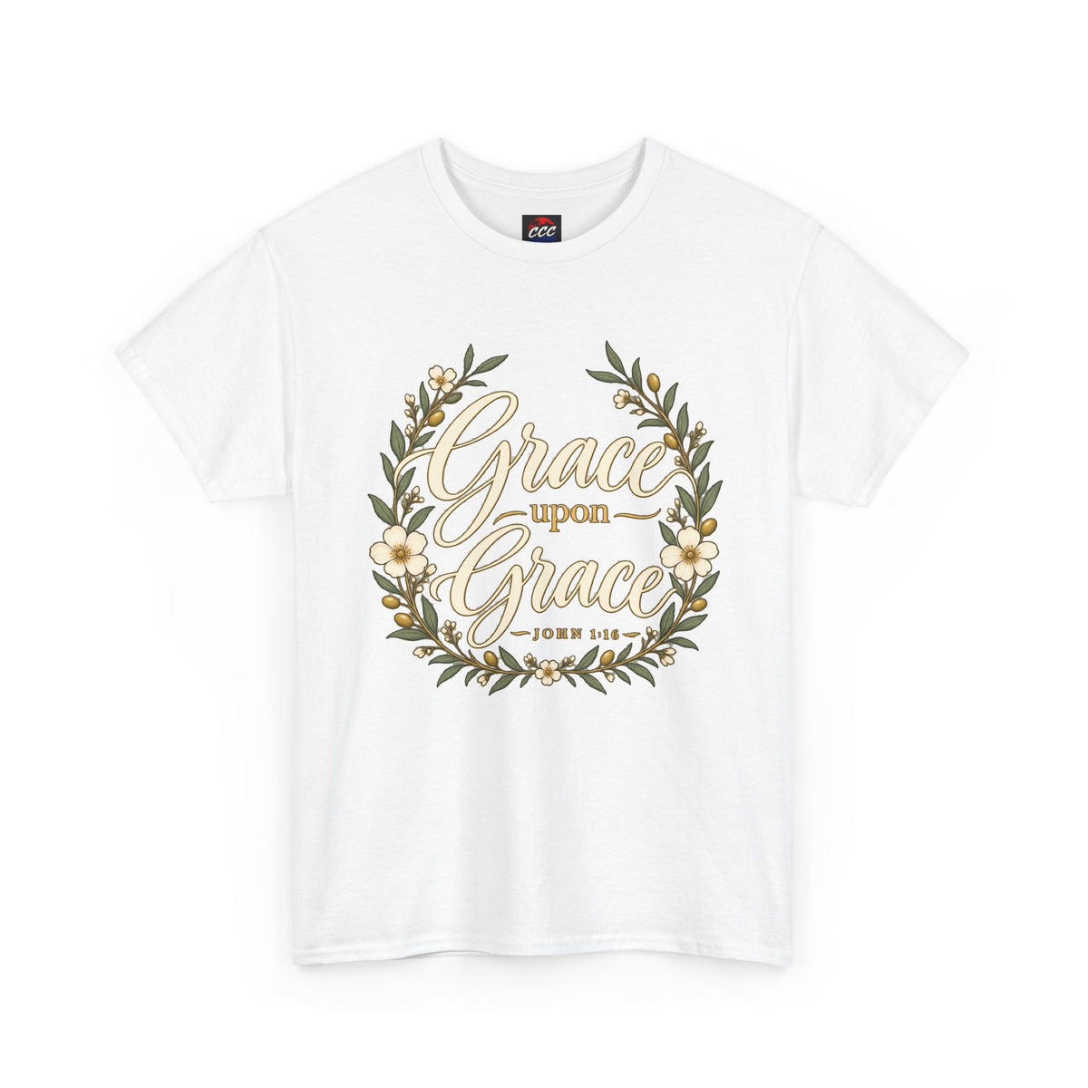 Grace Upon Grace Floral Tee — Christian Scripture John 1:16 Shirt