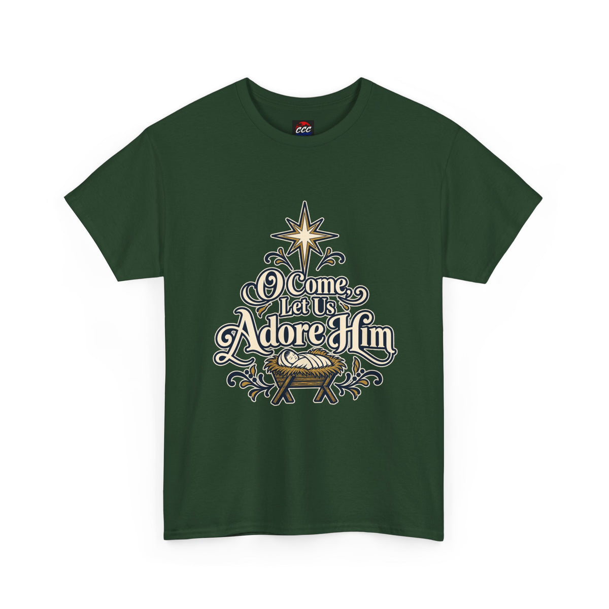 O Come Let Us Adore Him Christmas Tee