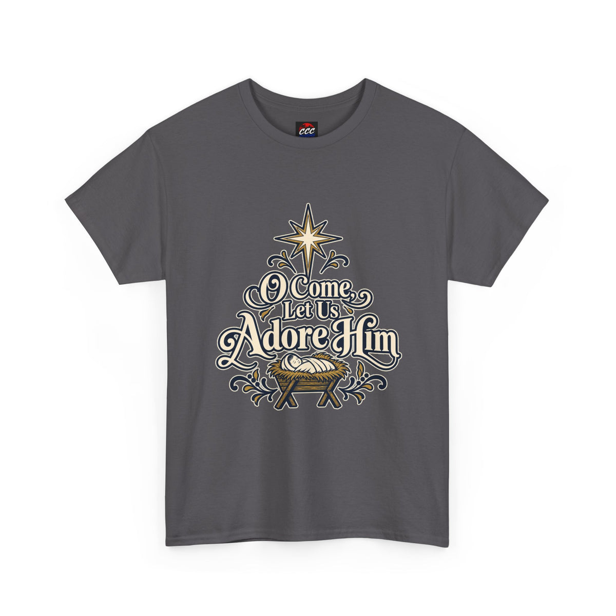O Come Let Us Adore Him Christmas Tee