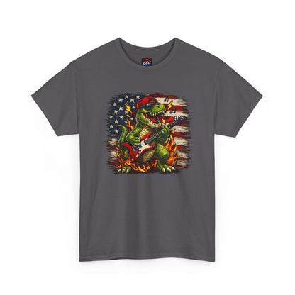 Patriotic Dinosaur Rock Graphic T‑Shirt