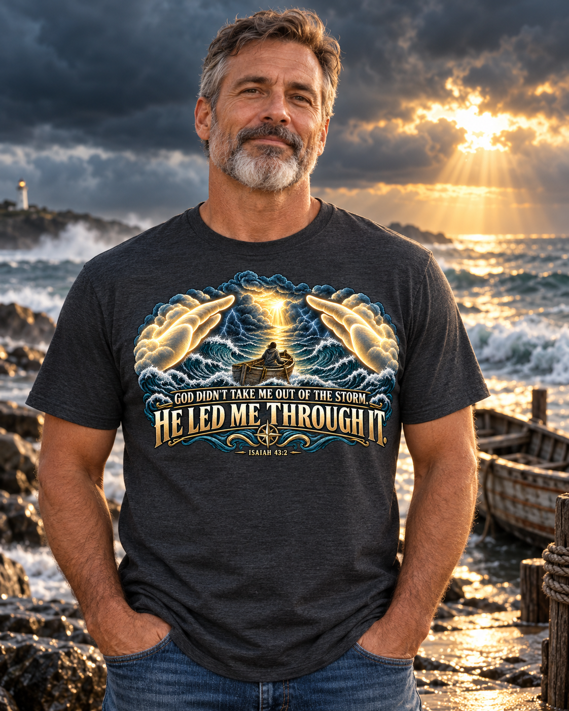 "He Led Me Through It" Inspirational Tee