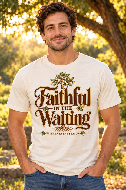 "Faithful While Waiting" Inspirational Christian Tee