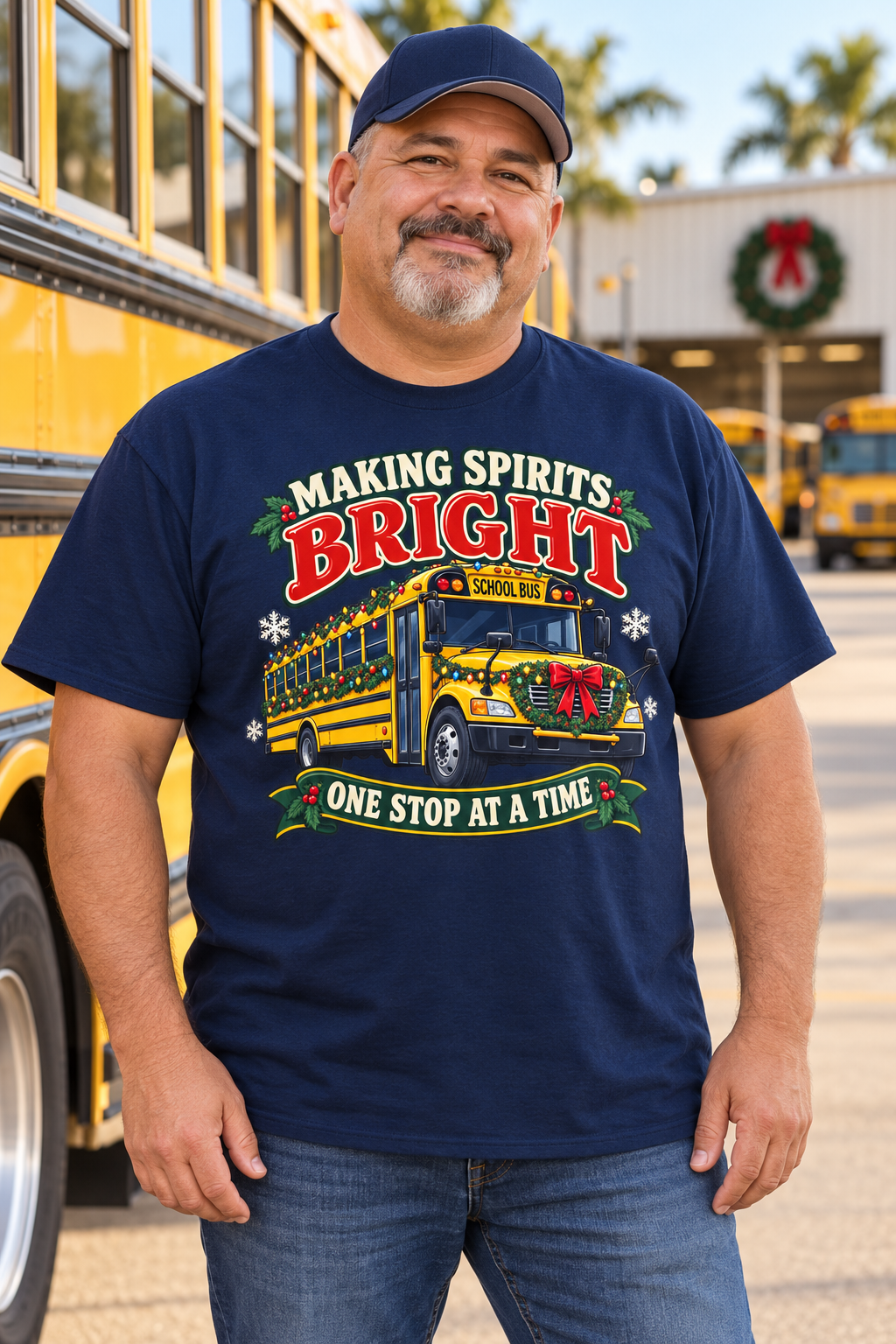 Making Spirits Bright Christmas Bus Tee