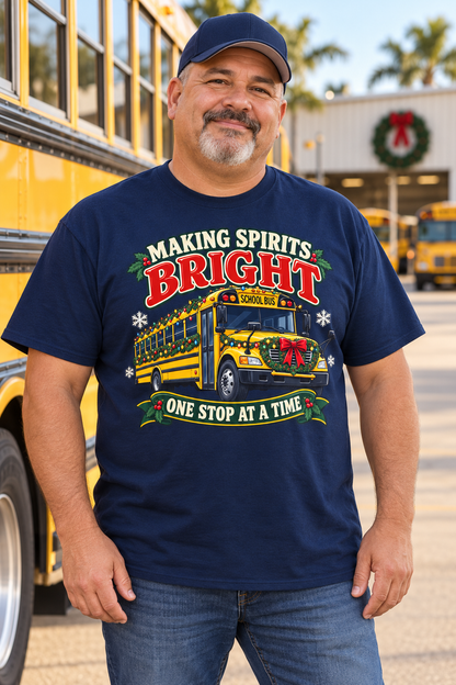 Making Spirits Bright Christmas Bus Tee