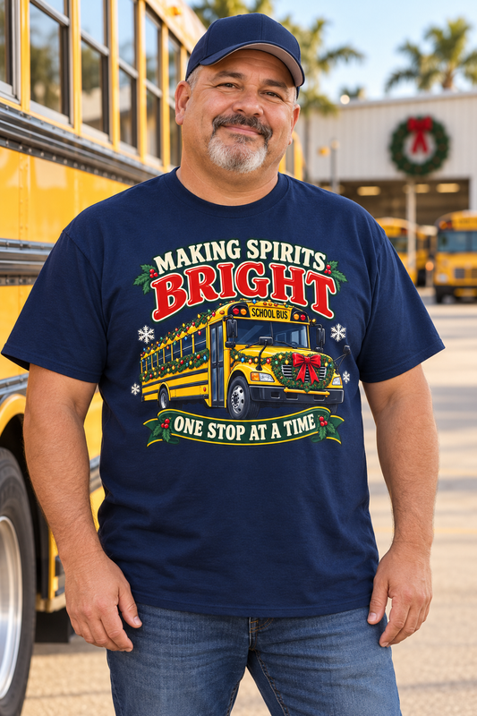 Making Spirits Bright Christmas Bus Tee