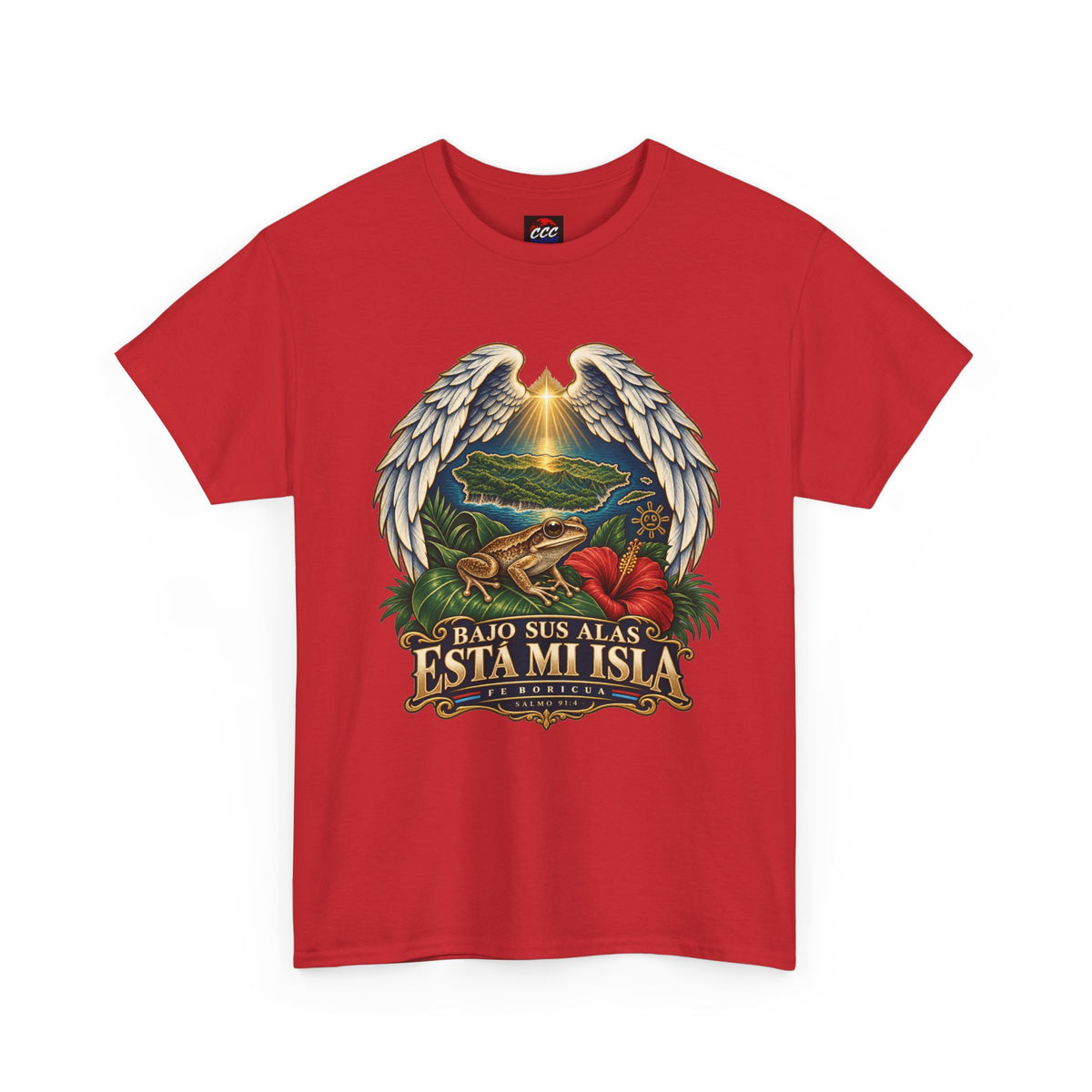 "Bajo Sus Alas Está Mi Isla" Tropical Angel Wings Tee