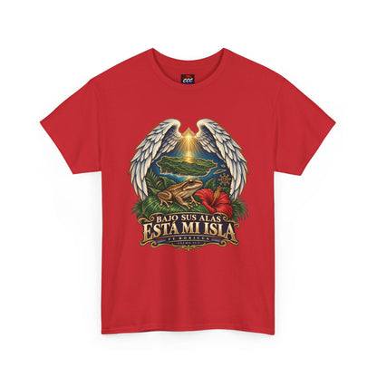 "Bajo Sus Alas Está Mi Isla" Tropical Angel Wings Tee