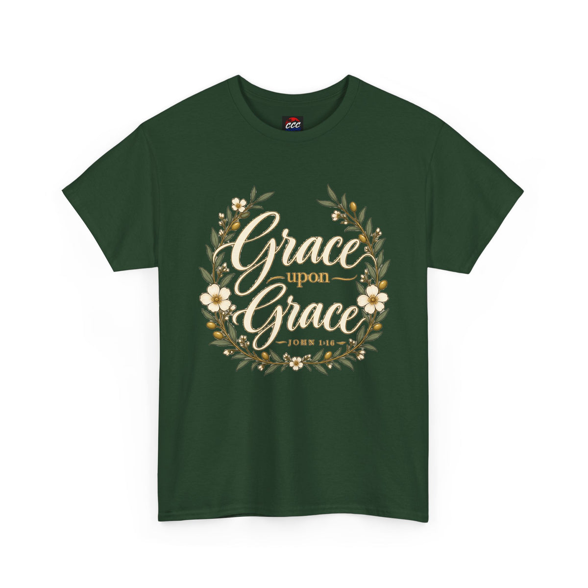 Grace Upon Grace Floral Tee — Christian Scripture John 1:16 Shirt