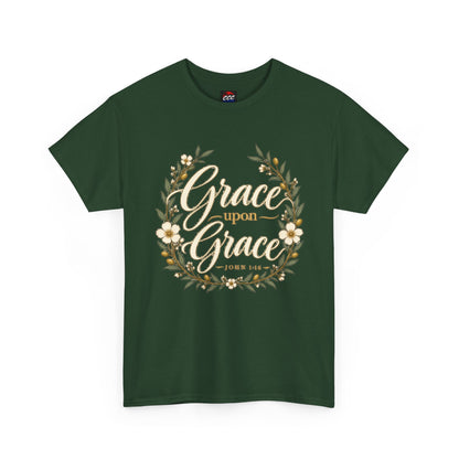 Grace Upon Grace Floral Tee — Christian Scripture John 1:16 Shirt