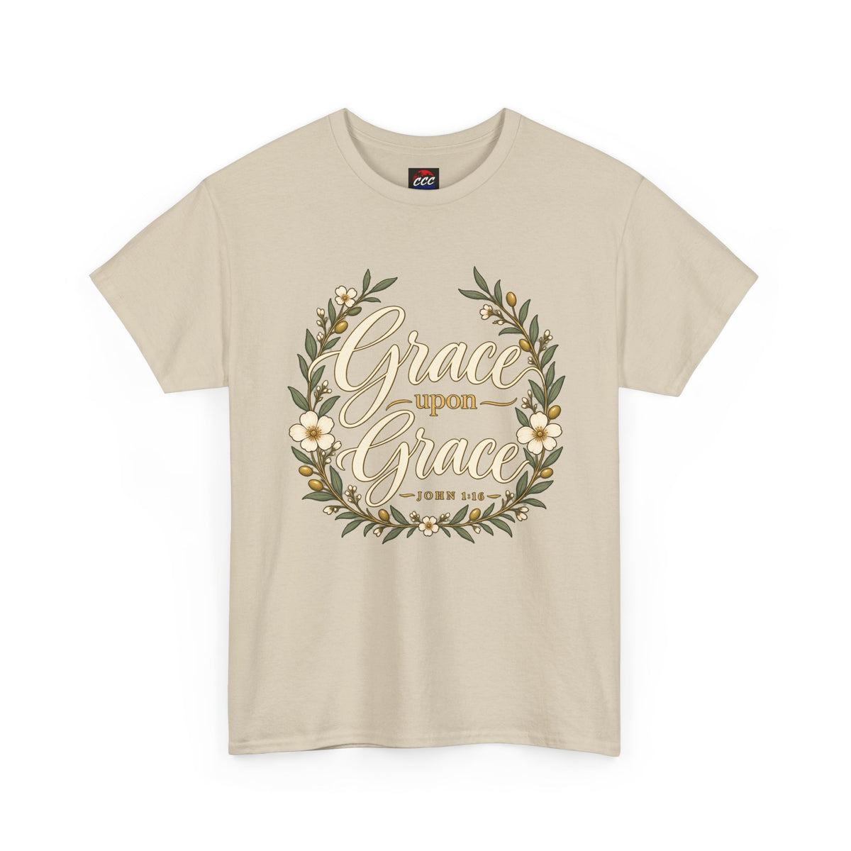 Grace Upon Grace Floral Tee — Christian Scripture John 1:16 Shirt
