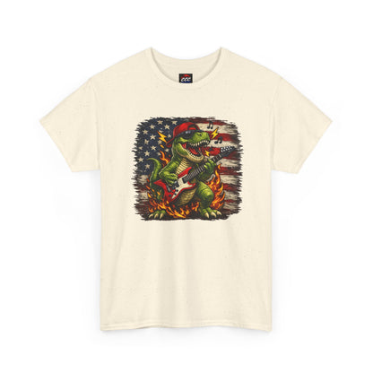 Patriotic Dinosaur Rock Graphic T‑Shirt