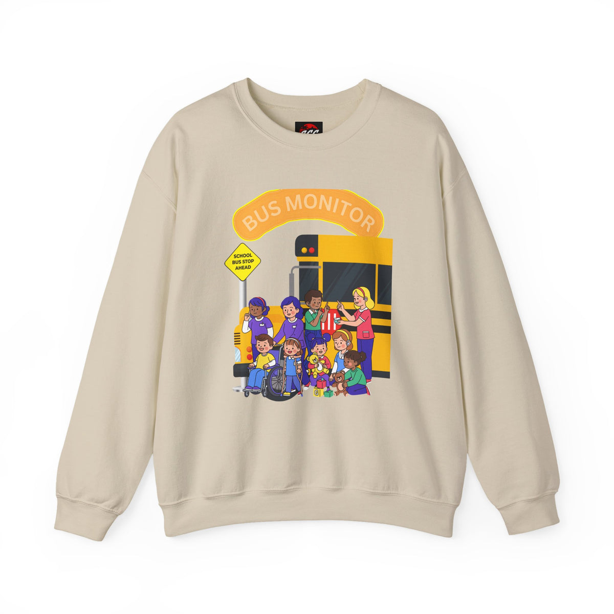 Proud School Bus Monitor Design Crewneck Sweatshirt