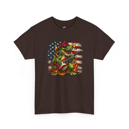 Patriotic Dinosaur Rock Graphic T‑Shirt