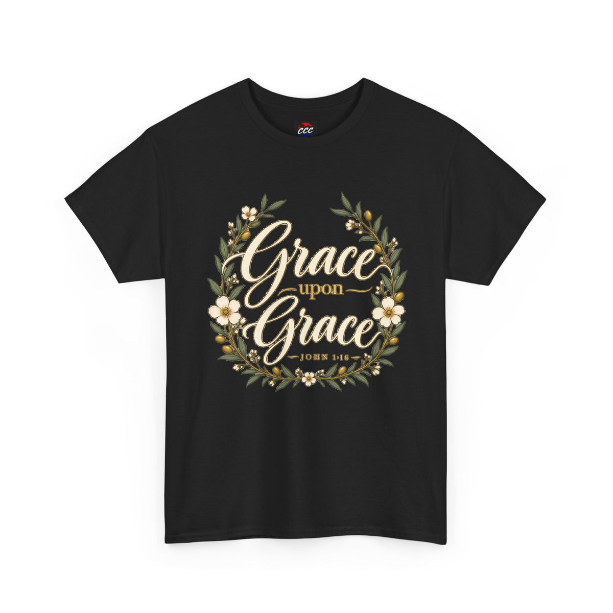 Grace Upon Grace Floral Tee — Christian Scripture John 1:16 Shirt