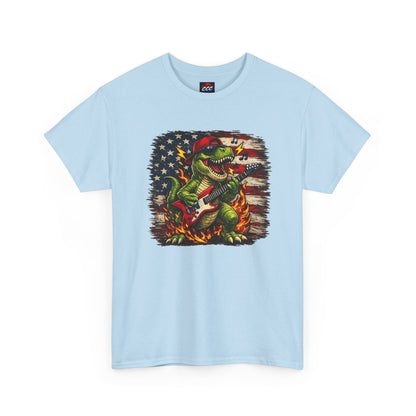 Patriotic Dinosaur Rock Graphic T‑Shirt