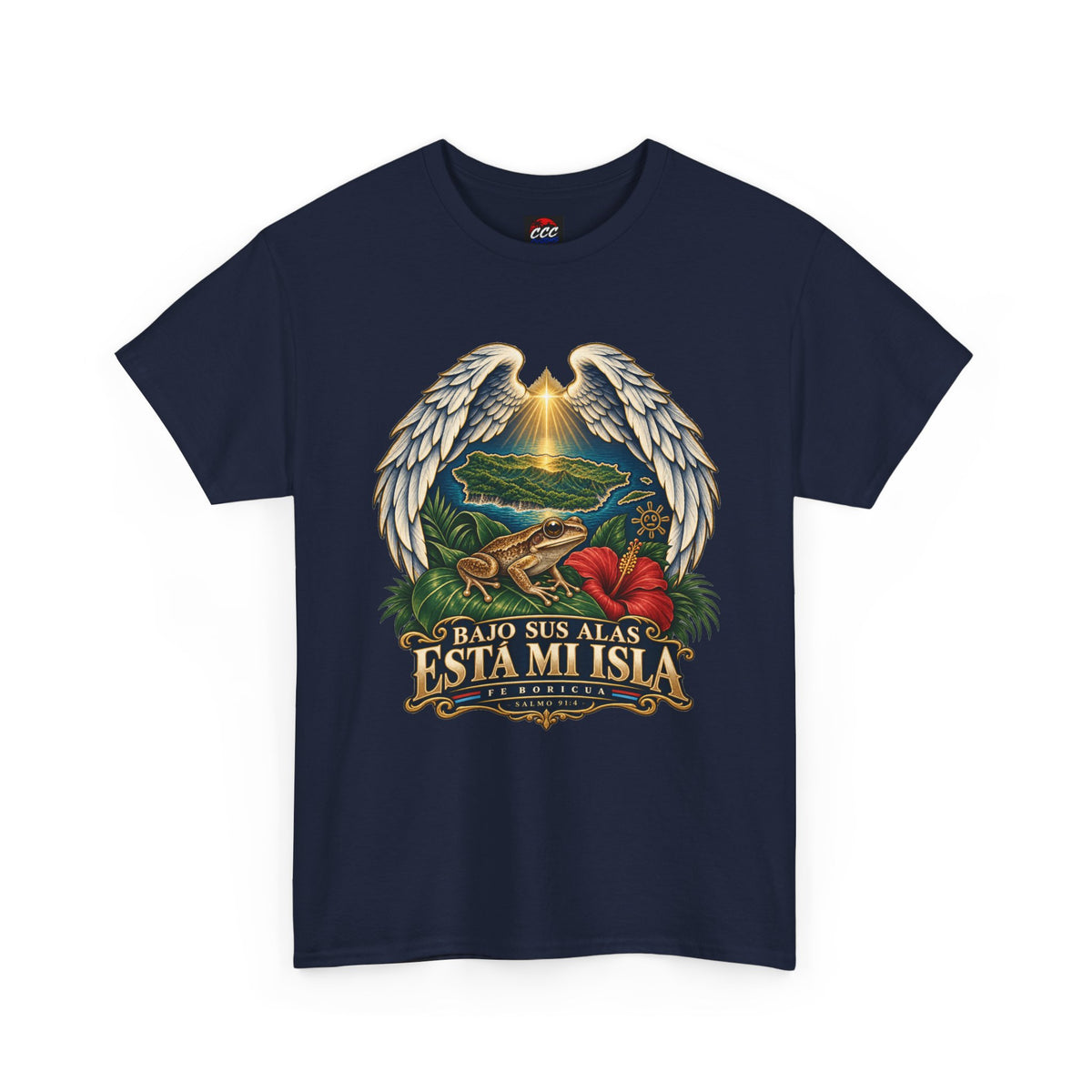"Bajo Sus Alas Está Mi Isla" Tropical Angel Wings Tee