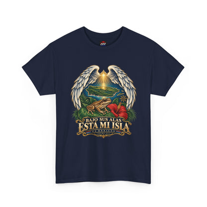 "Bajo Sus Alas Está Mi Isla" Tropical Angel Wings Tee