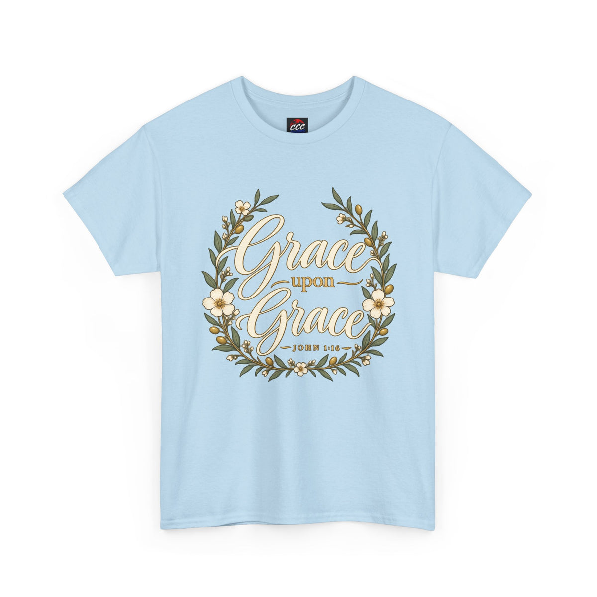 Grace Upon Grace Floral Tee — Christian Scripture John 1:16 Shirt