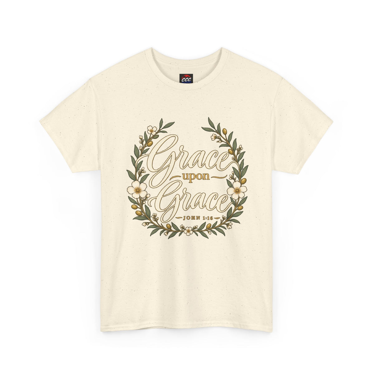 Grace Upon Grace Floral Tee — Christian Scripture John 1:16 Shirt