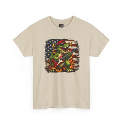 Patriotic Dinosaur Rock Graphic T‑Shirt