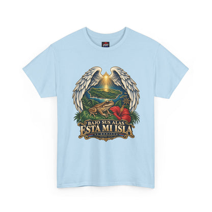 "Bajo Sus Alas Está Mi Isla" Tropical Angel Wings Tee