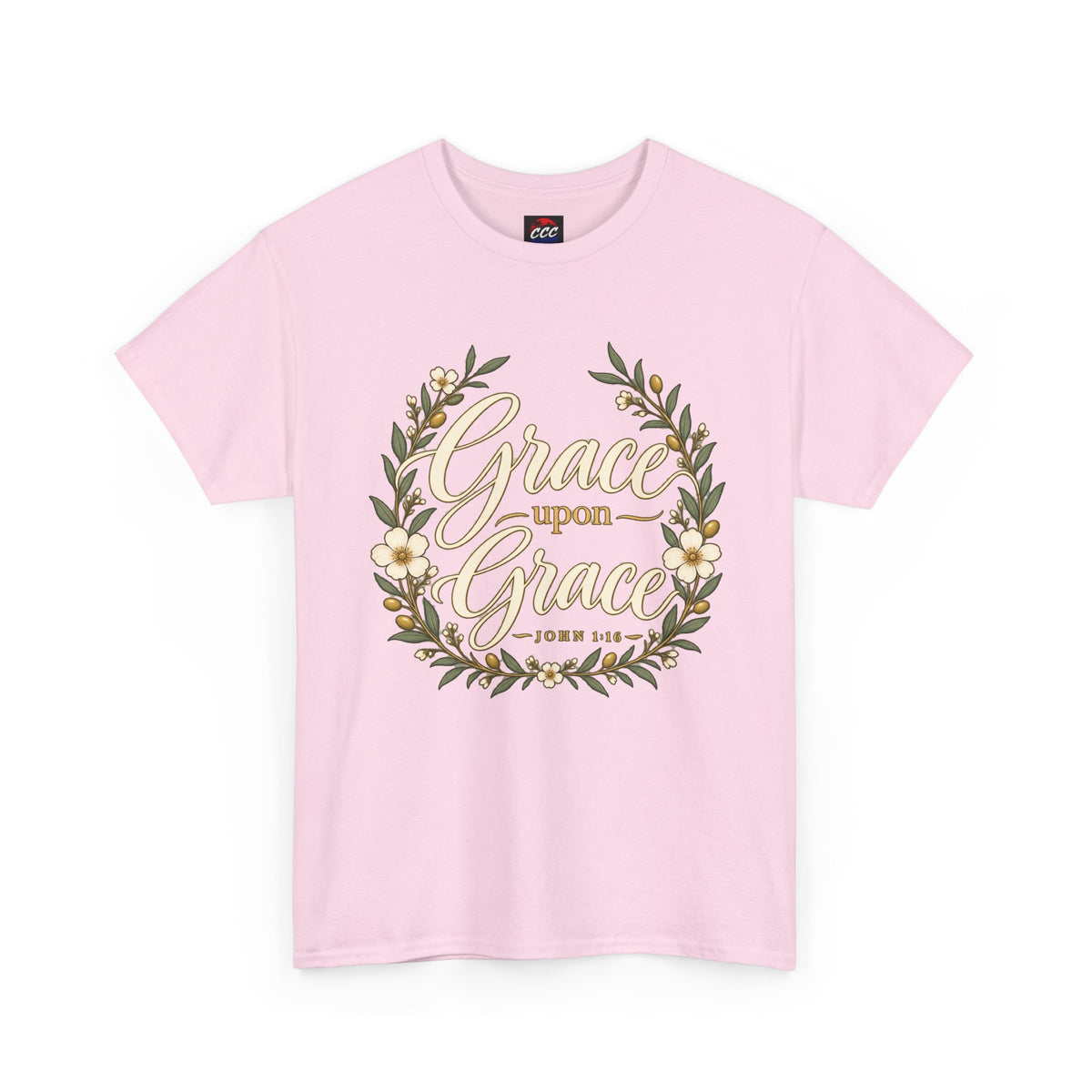 Grace Upon Grace Floral Tee — Christian Scripture John 1:16 Shirt