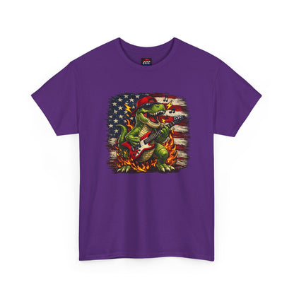 Patriotic Dinosaur Rock Graphic T‑Shirt
