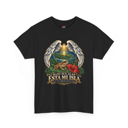 "Bajo Sus Alas Está Mi Isla" Tropical Angel Wings Tee