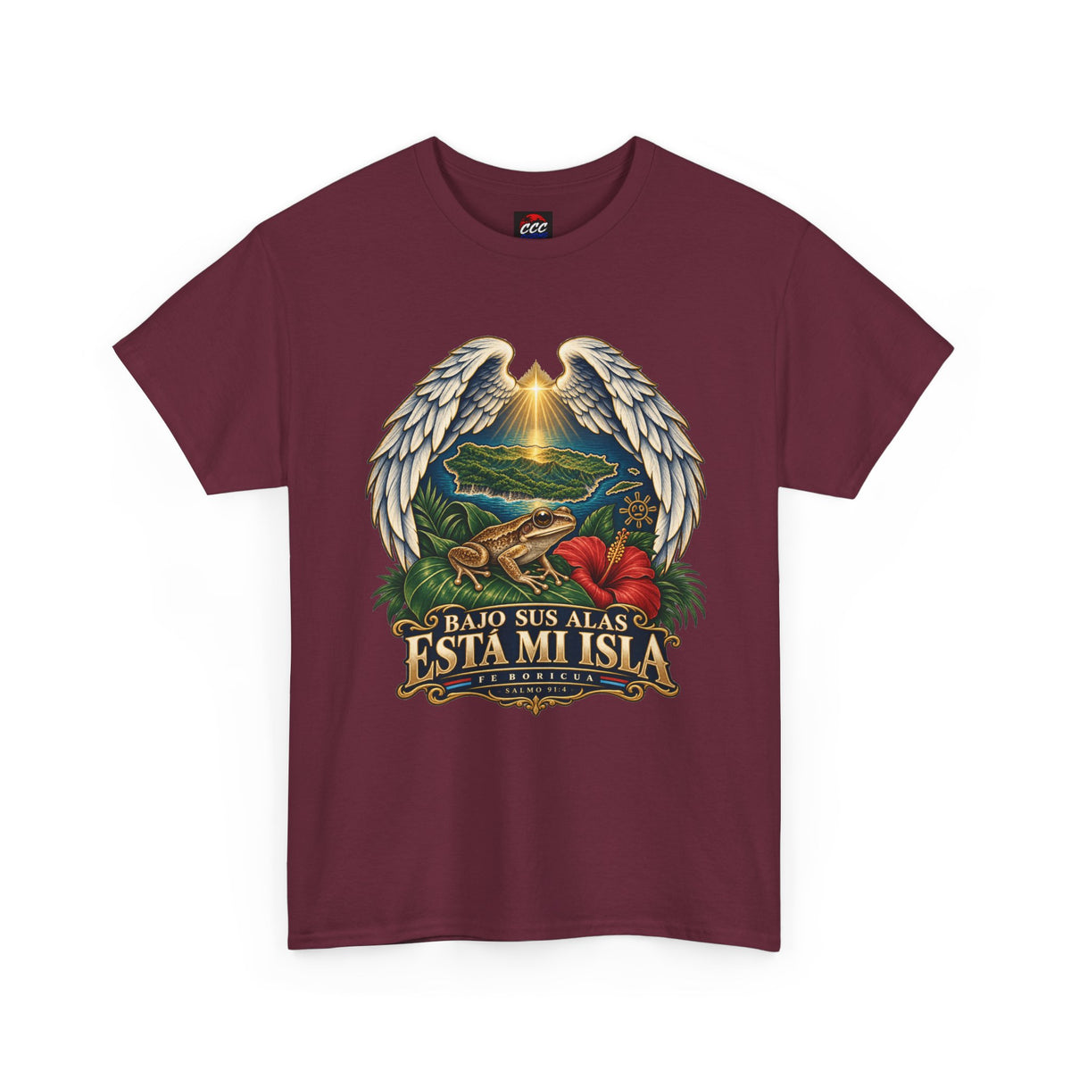 "Bajo Sus Alas Está Mi Isla" Tropical Angel Wings Tee